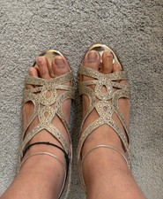 Brand new Womens Sandals Sparkly Rhinestones Strappy Kitten Heels