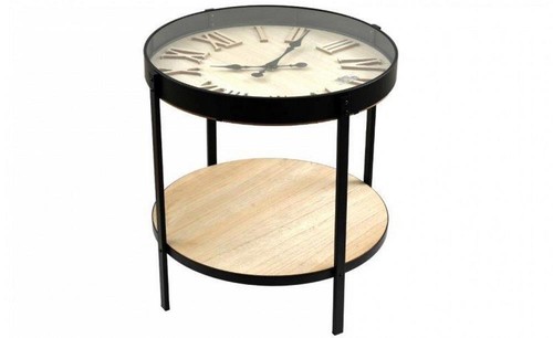 Table with wooden clock - table,