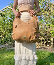 Linea Light Tan Satchel Large Duffle Weekend Gym Holdall Travel LEATHER XL Bag