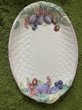 Extra Large Fruit Embossed Serving Platter Made in Portugal 19"L x 13.5W x 1.75H