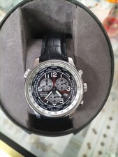 CITIZEN ECO DRIVE WORLD TIMER CHRONOGRAPH WATCH ,H500 BLACK AND WHITE DIAL, USED