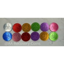 12 Month Set Alcoholics Anonymous Medallion Plated AA Sobriety Coins