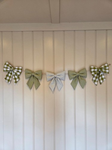 Handmade green gingham bow - handmade,