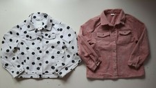 NEXT - 2 X JACKETS - DENIM POLKA DOTS / PINK CORDUROY - KIDS GIRLS 7-8Y