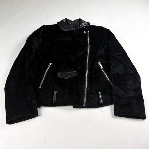Women faux fur moto jacket - fur,