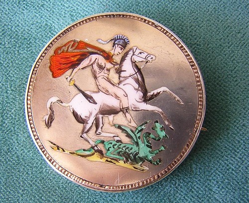 Victorian silver enamel saint - enamel,