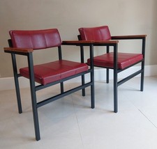 Pair Of Industrial Red Leather