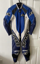 Spyke Racing Collection One Piece Motorcycle Leathers Suit Blue/White Size 50