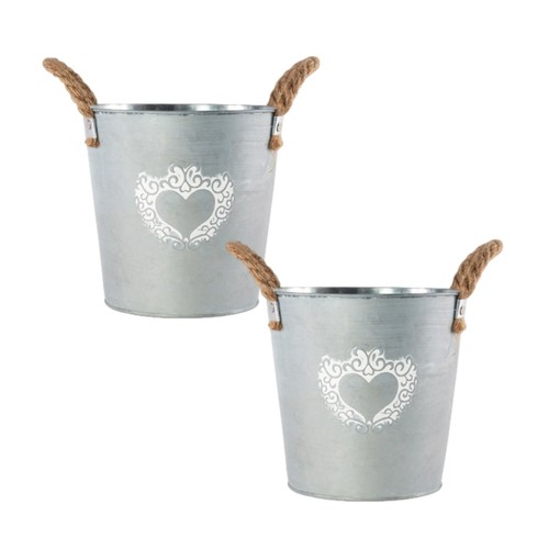 2pc zinc tin pail - tin,