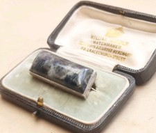 Antique Labradorite Stone Sterling Silver Brooch Jewellery Vintage 925 Unusual