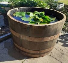 LARGE WATER TIGHT OAK HALF WINE BARREL ICE BUCKET FISH POND LILLY WATER FEATURE:
