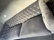 Grey Suede Chesterfield Sofa
