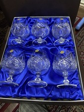 Set Of Six German Cut  Crystal