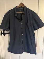Size L H&M Navy Blue Denim Style Short Sleeve Shirt Men’s Casual Smart