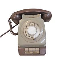 BT Rotary Dial Telephone Phone Grey & Brown Function Buttons Not Converted 