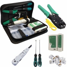 COMPLETE RJ45 NETWORK TOOL KIT CABLE CRIMPING CRIMPER TESTER PUNCH DOWN SET UK