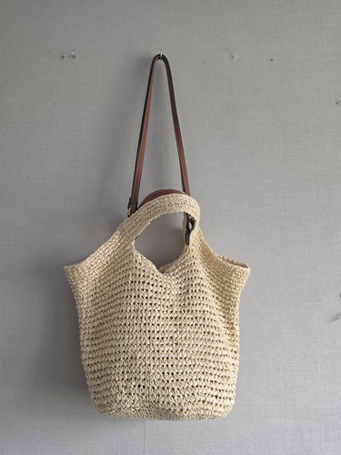 Mango beige raffia and brown