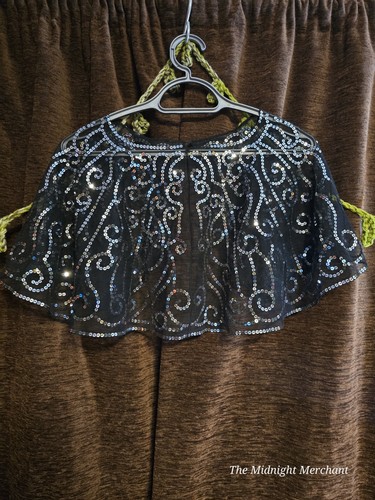 Black sequin shoulder cape - black,