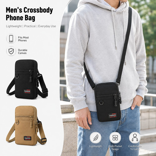 Men canvas shoulder bag - shoulder,