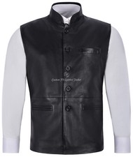 Men's Leather Waistcoat Black