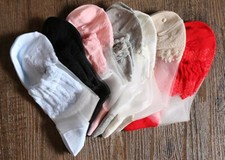 New Vintage Sheer Mesh Medieval Architectural Style Knit Frill Trim Ankle Socks