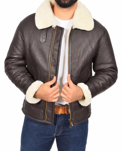Mens real sheepskin - sheepskin, brown