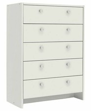 Home Seville 5 Drawer Chest - White|Bedroom Storage Unit  Clothes & Accessories