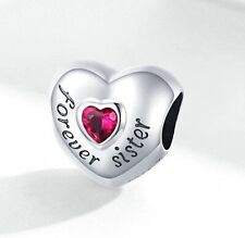 Forever Sister S925 Sterling Silver Bead Charm for Bracelet