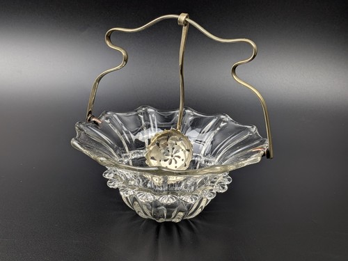 Victorian glass sugar basket - glass,