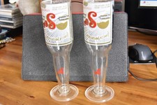 2 x SOL Beer Glasses from Recycles bottles made into glasses, Chalice Style