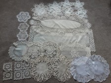 20 X  Cream & White Dressing Table Mats, Lace Crochet Doilies, Runners