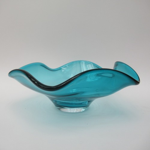 Wavy blue hand blown - , large