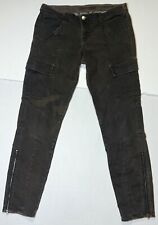 J Brand Houlihan Mocha Skinny Cropped Coated Cargo Ankle Zip Pants Jeans 28