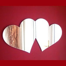 Pair of Love Hearts Acrylic Mirror (Several Sizes available)