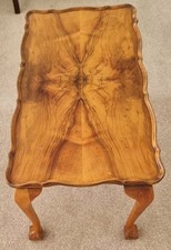 Antique Yew intricate coffee table Queen Anne legs