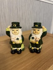Novelty Happy Leprechaun Ceramic Salt & Pepper Pots with Stoppers