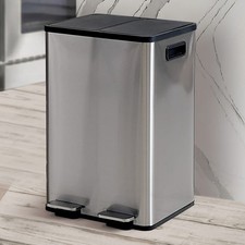 40L Dual Recycling Pedal Bin | Kitchen Rubbish & Waste Separator Stainless