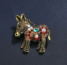 Metal,Jewelled Donkey, Brooch
