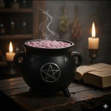 Black Gothic Pentagram Cauldron Incense Burner Cone Holder Wicca Stars