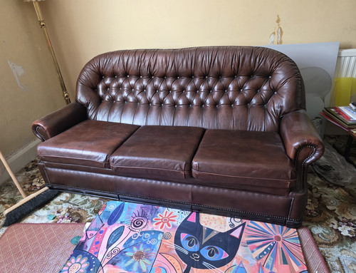 Brown leather chesterfield - brown, 3