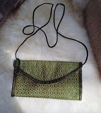 Brand New Metallic Indian Fabric Shoulder/Clutch Bag with cord