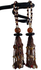 2 Vintage Beaded Curtain Tie