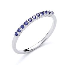 925 Sterling Silver Tanzanite Cz Eternity Band Ring size J K L M N O P Q R S