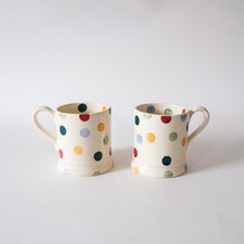 EMMA BRIDGEWATER Mugs x2 Spotted Pair of - Spots Colourful Abstract Cream