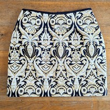 BN Stunning Manoush Metallic Gold Silver Black Brocade Pencil Mini Skirt 36 UK 8