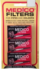 3 Pack Genuine Medico Missouri Meerschaum Corncob Pipe 6mm Filters 30 Total 1001