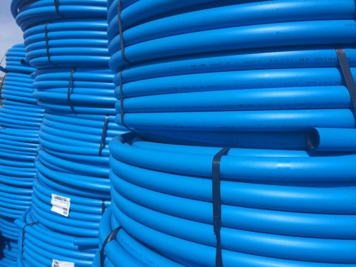 Blue mdpe plastic mains - mdpe, water