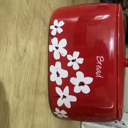 Ceramic red flowers bread - red,