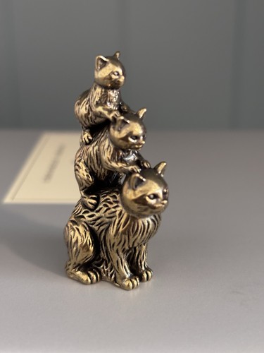 Small brass trio cats - brass,