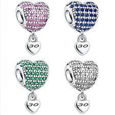 30th Birthday Number Charm for Charm Bracelet. 30 Birthday Age 925 Silver Charm
